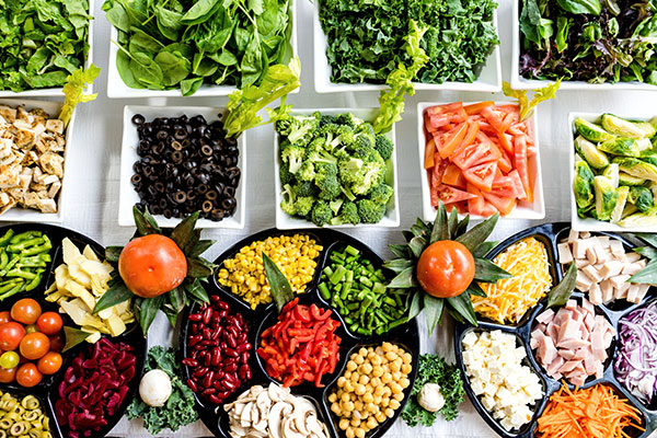 Trays of healthy food